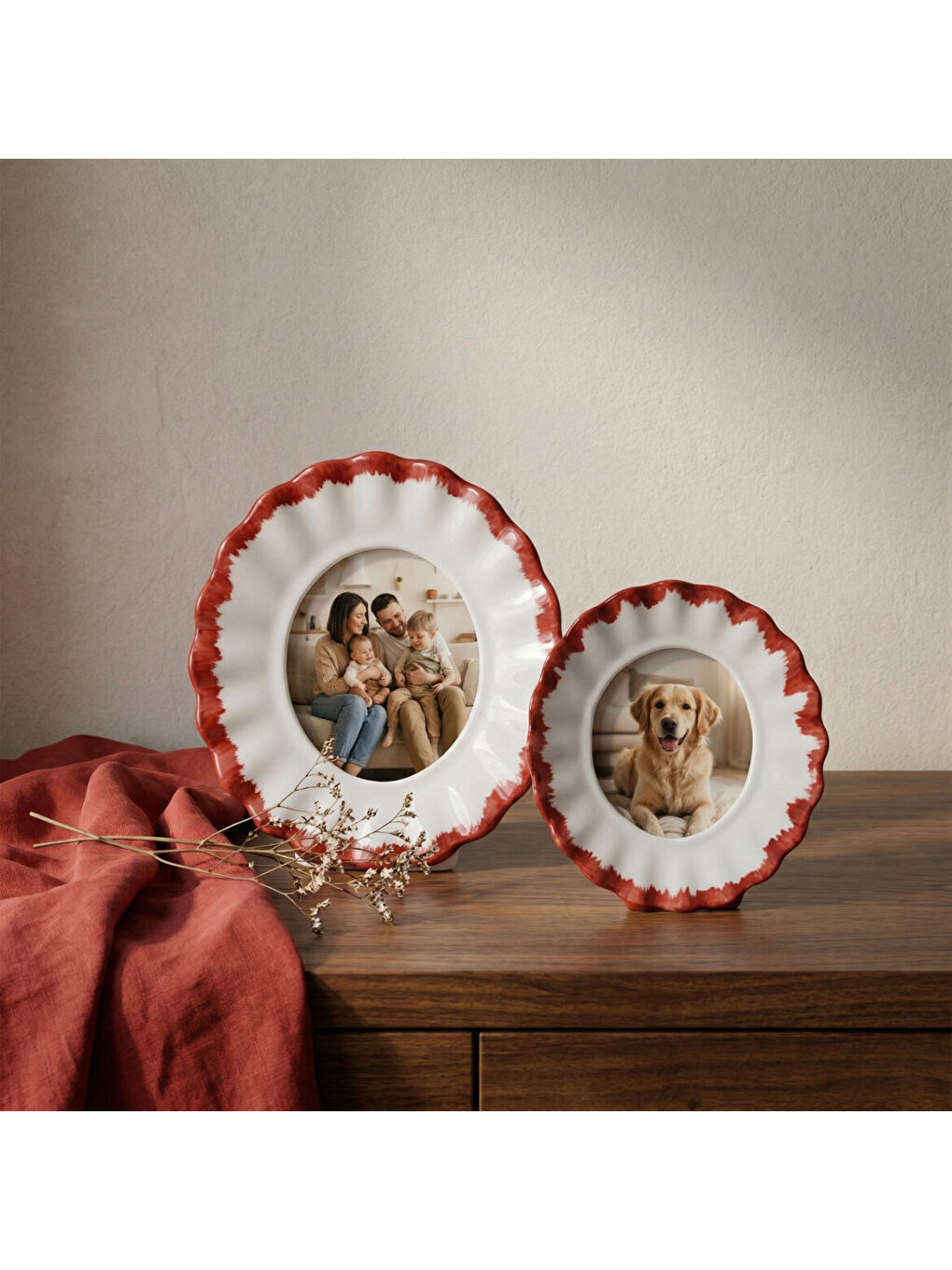 Ekru Güral Hediyelik Dekoratif Fotoğraf Çerçevesi 17 cm Bordo-2