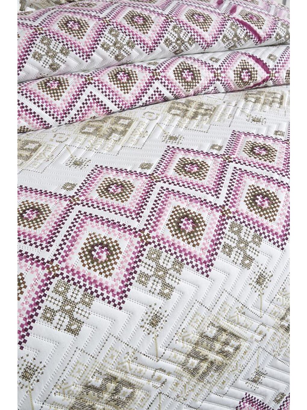 Karışık Ultrasonik Kapitoneli Ferda Çift Kişilik Yatak Örtüsü-3