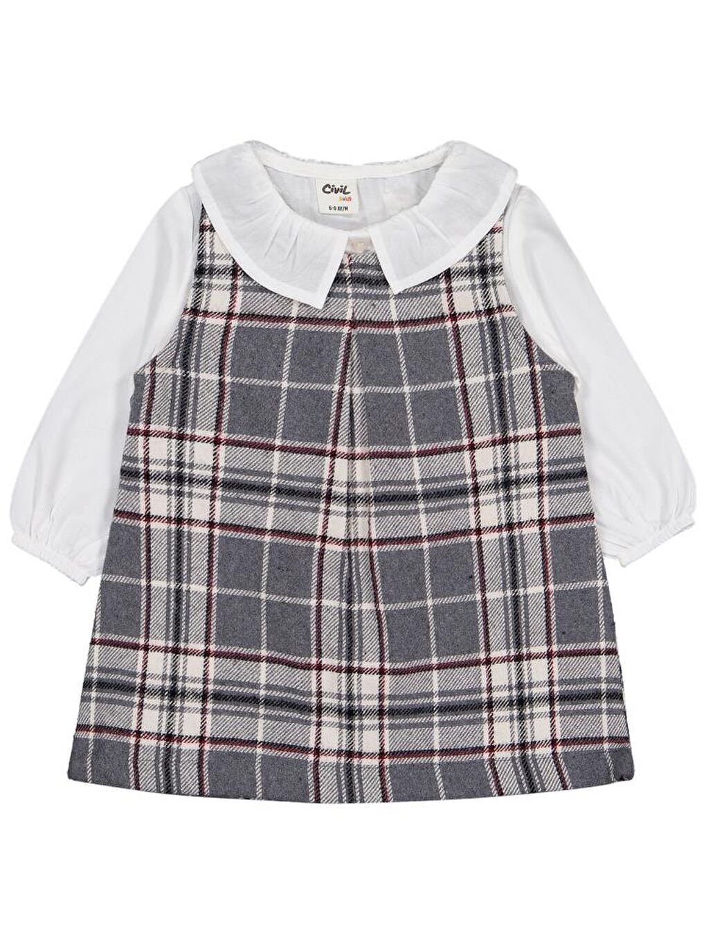 Gri Baby Bebe Yaka 6-18 Ay Elbise