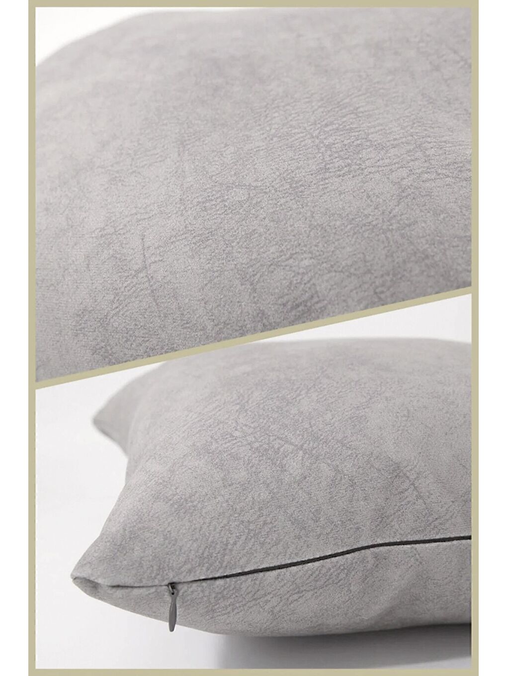 Açık Gri Kırlent Kılıfı Dekoratif Kadifemsi Etnik Inta 701-4