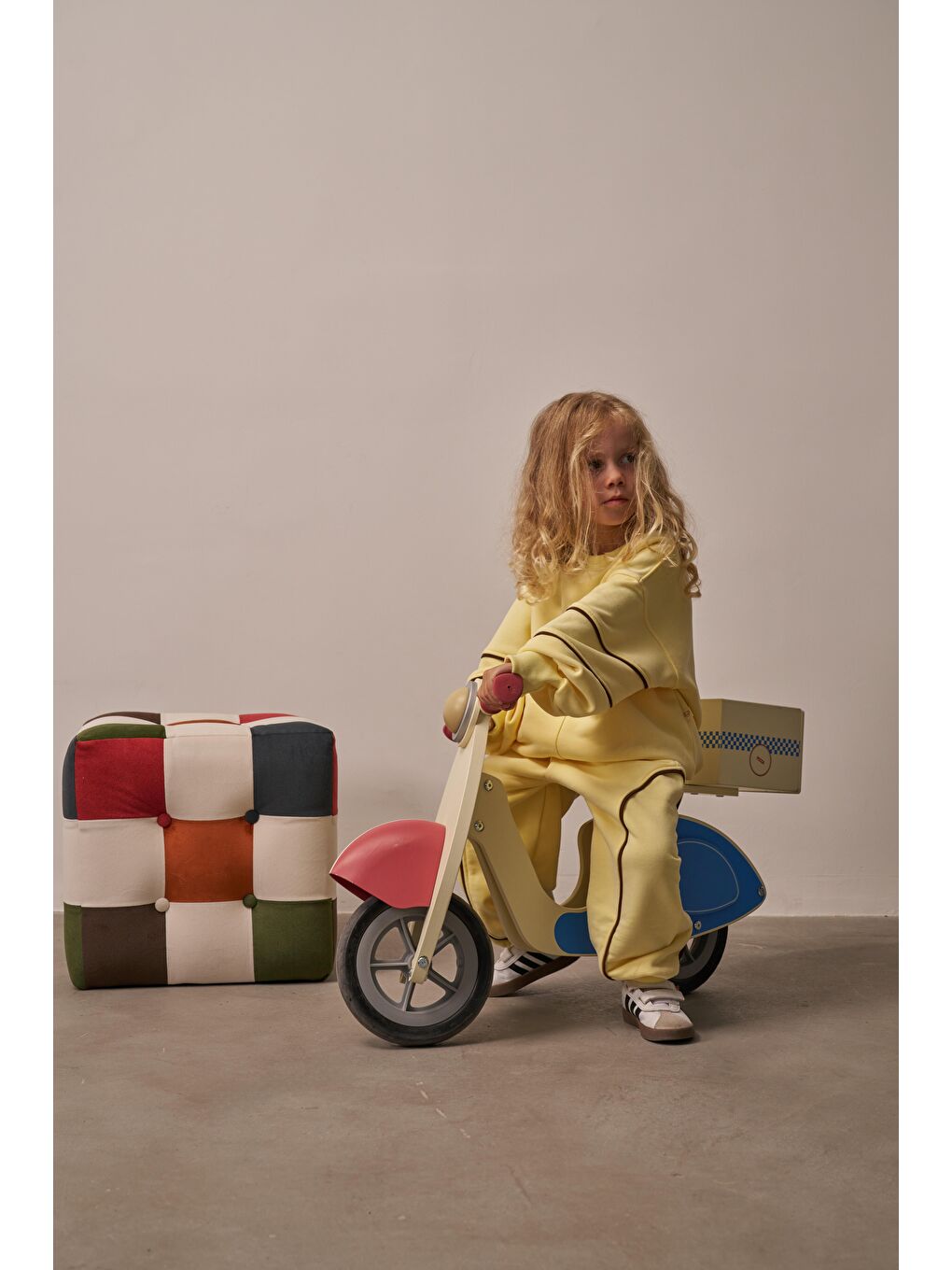 Sarı Asimetrik Cep Detaylı Oversize Çocuk Alt Üst Takım-1