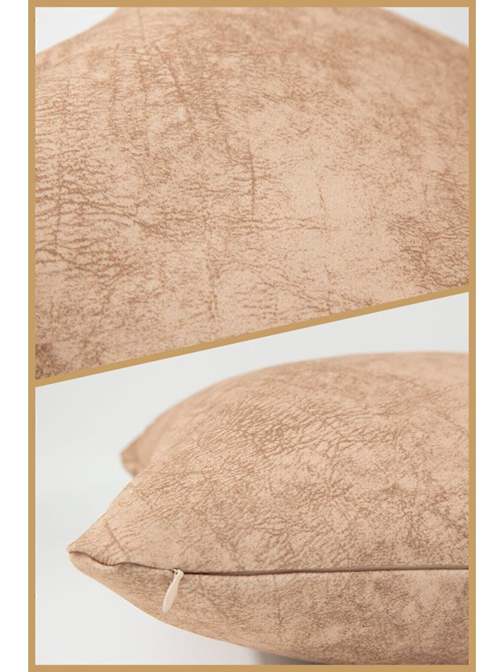 Bej Toprak Kırlent Kılıfı Dekoratif Kadifemsi Etnik Inta 104-4