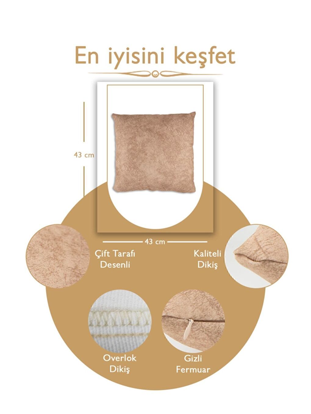 Bej Toprak Kırlent Kılıfı Dekoratif Kadifemsi Etnik Inta 104-5