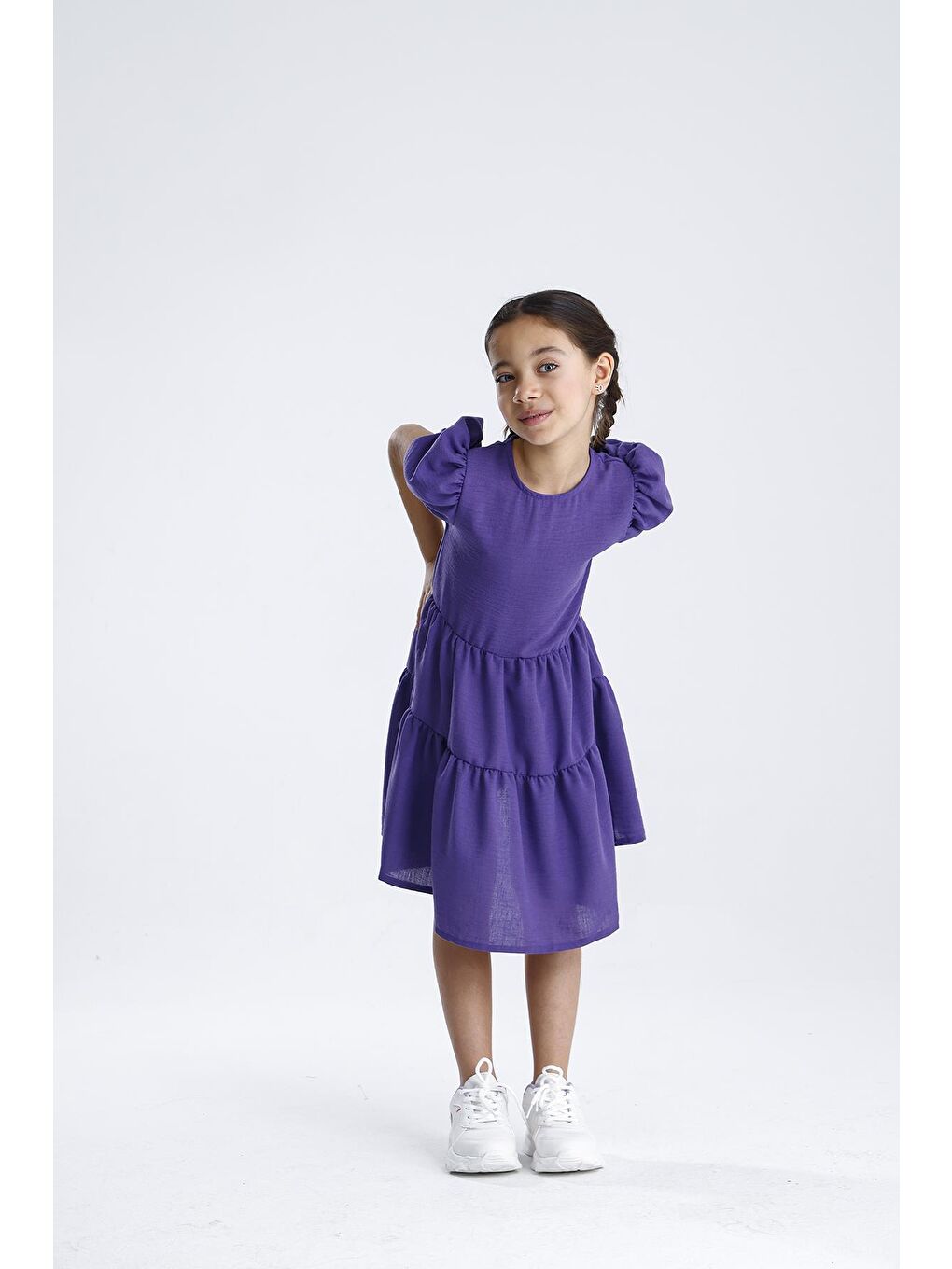 Mor Basic Düz Elbise-1