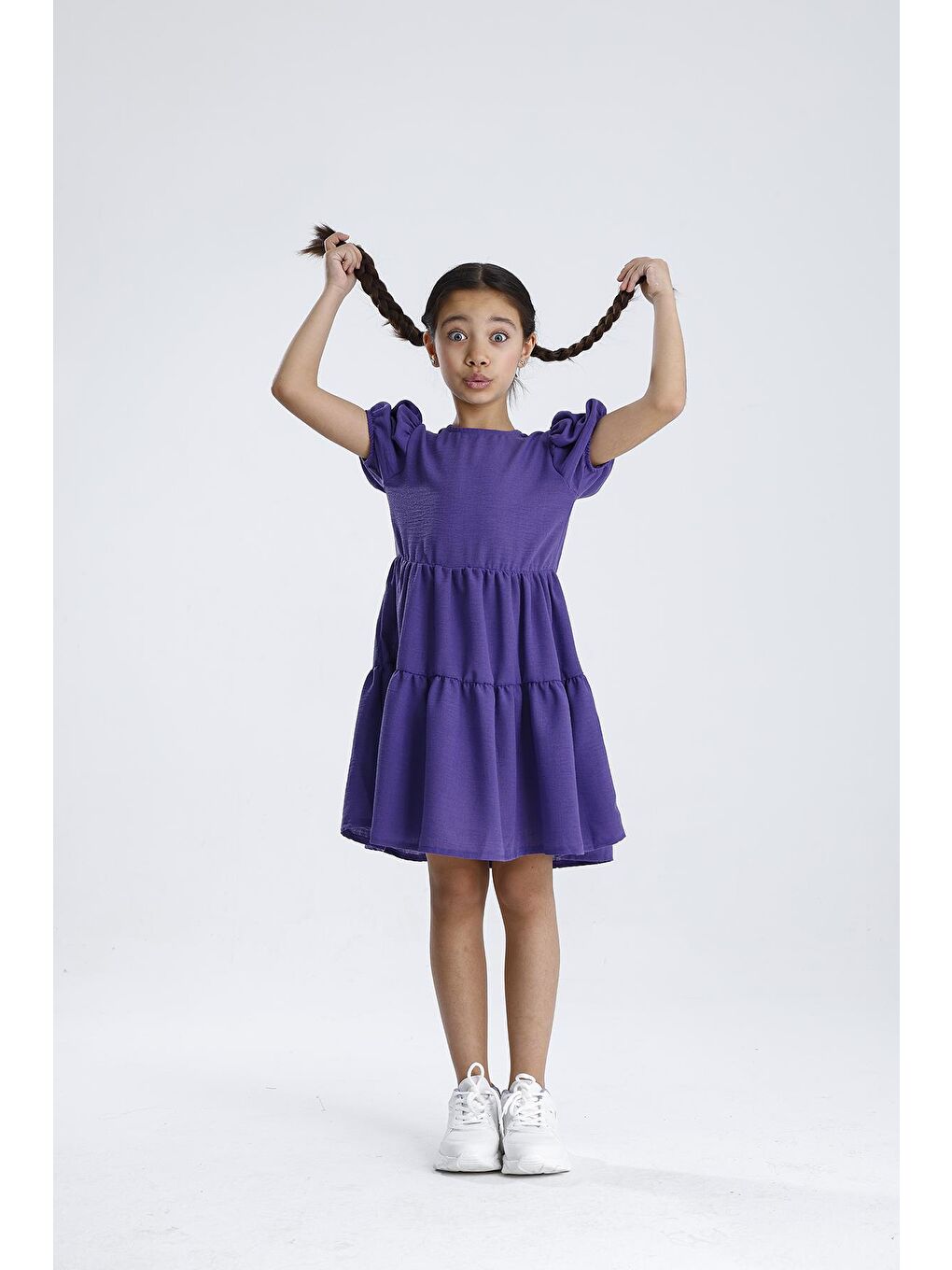 Mor Basic Düz Elbise-2