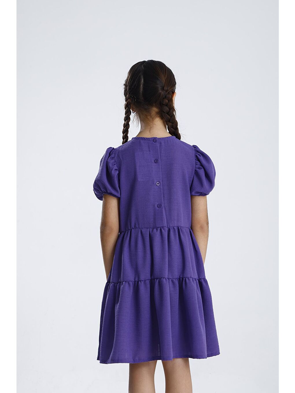 Mor Basic Düz Elbise-3