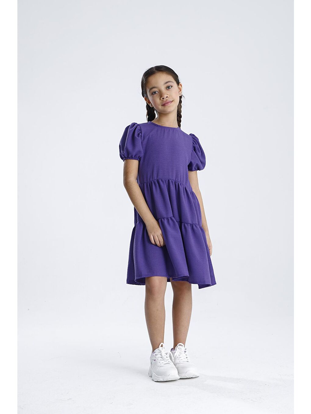 Mor Basic Düz Elbise-4