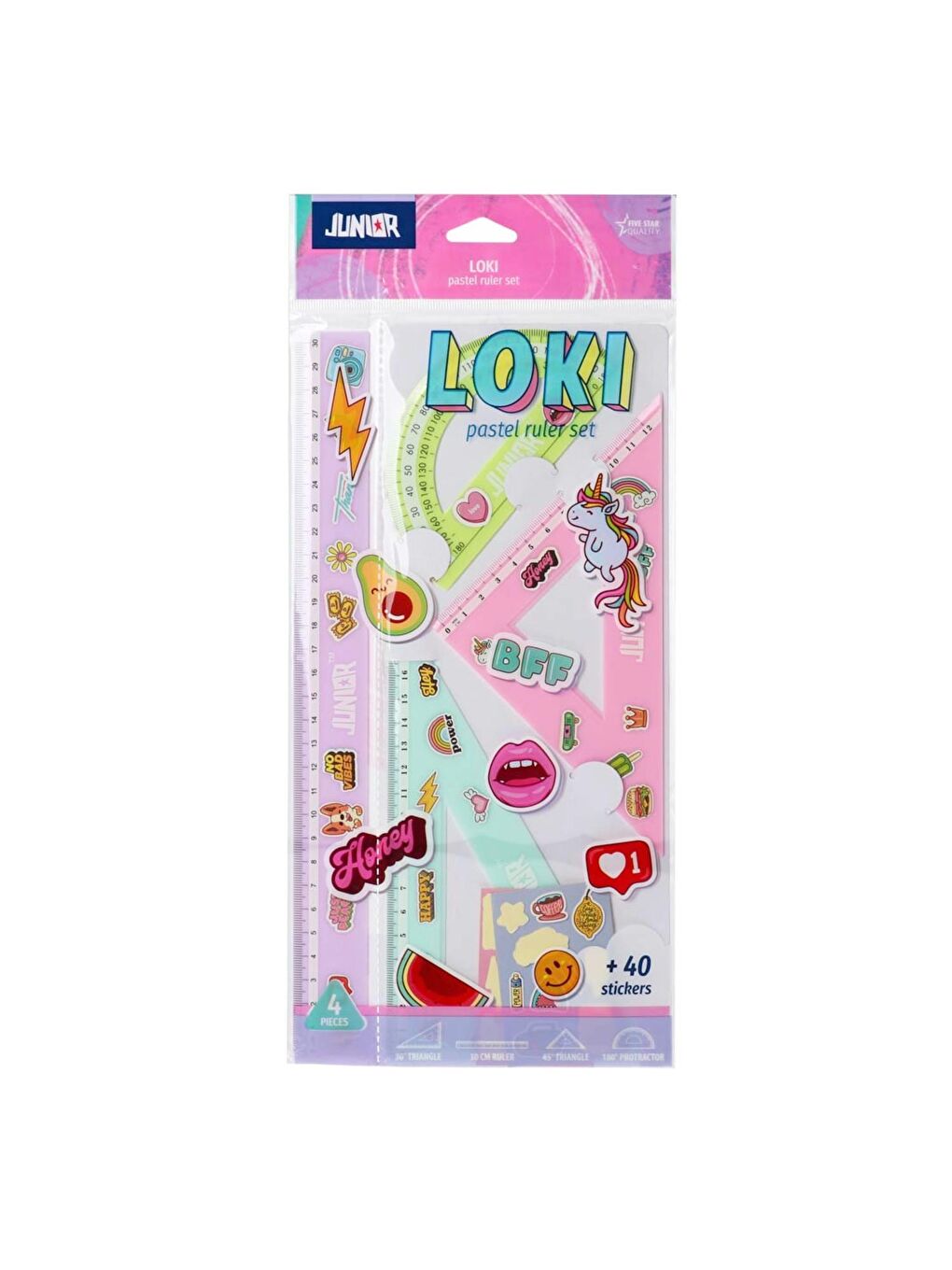 Loki Cetvel Seti Pastel Renk 4 Parça (131470)