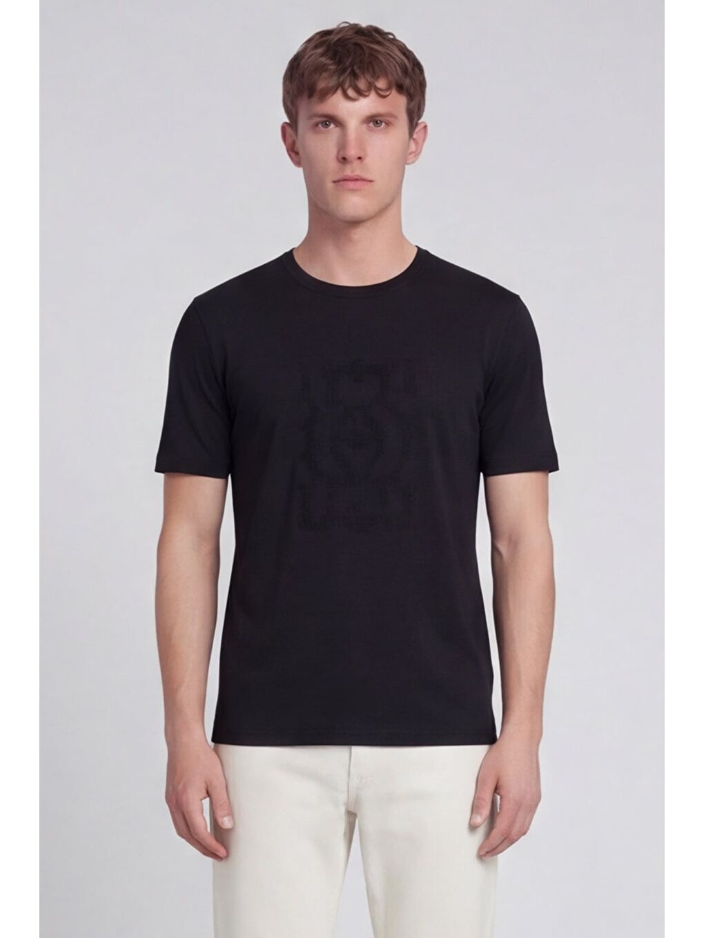 Giotelli Erkek Siyah Dar Kesim Slim Fit %100 Pamuk Bisiklet Yaka Tişört