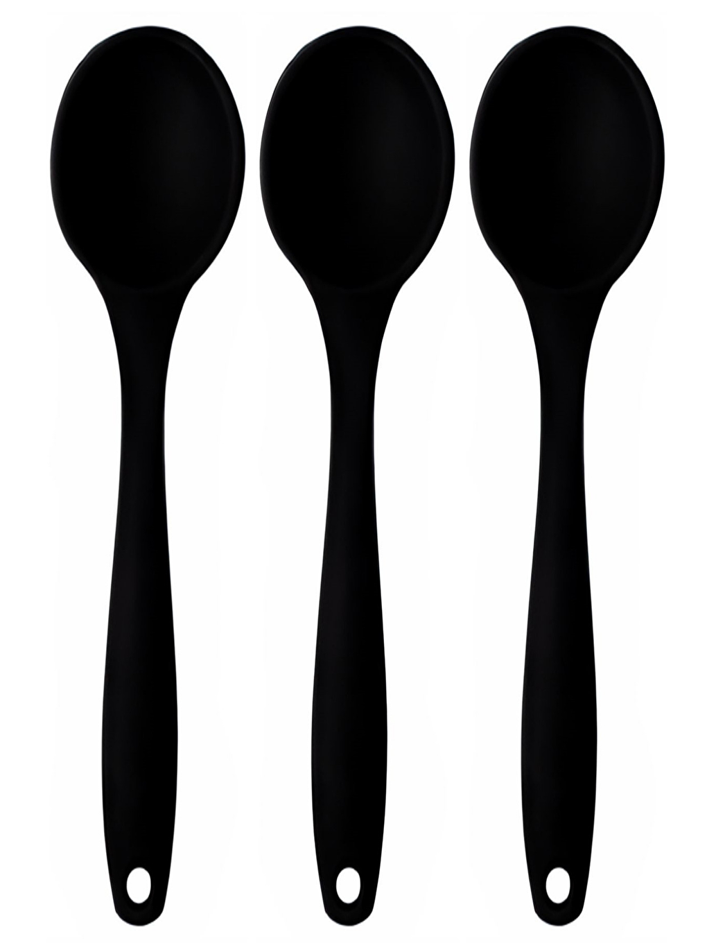 Büyük Boy Yanmaz Yapışmaz Siyah Silikon Kaşık 3 Adet