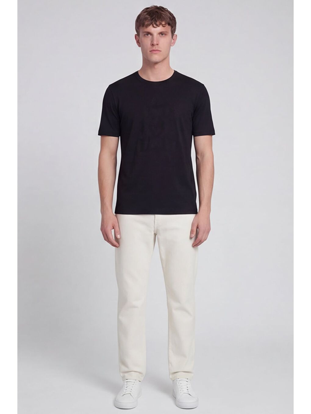 Giotelli Erkek Siyah Dar Kesim Slim Fit %100 Pamuk Bisiklet Yaka Tişört-1