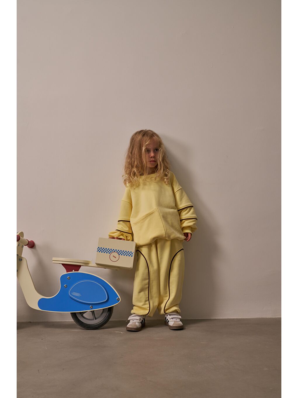 Sarı Asimetrik Cep Detaylı Oversize Çocuk Alt Üst Takım-7