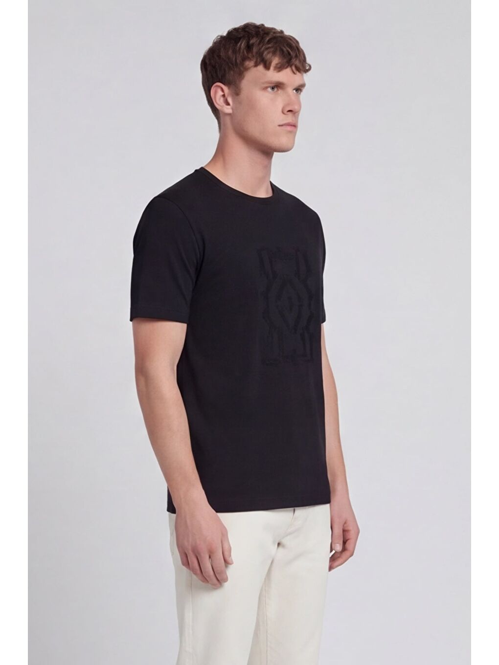 Giotelli Erkek Siyah Dar Kesim Slim Fit %100 Pamuk Bisiklet Yaka Tişört-2