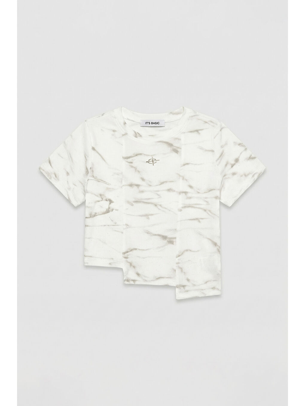 Kadın Beyaz w5 Aksesuar Detaylı Asimetrik Kesim Crop Top-2