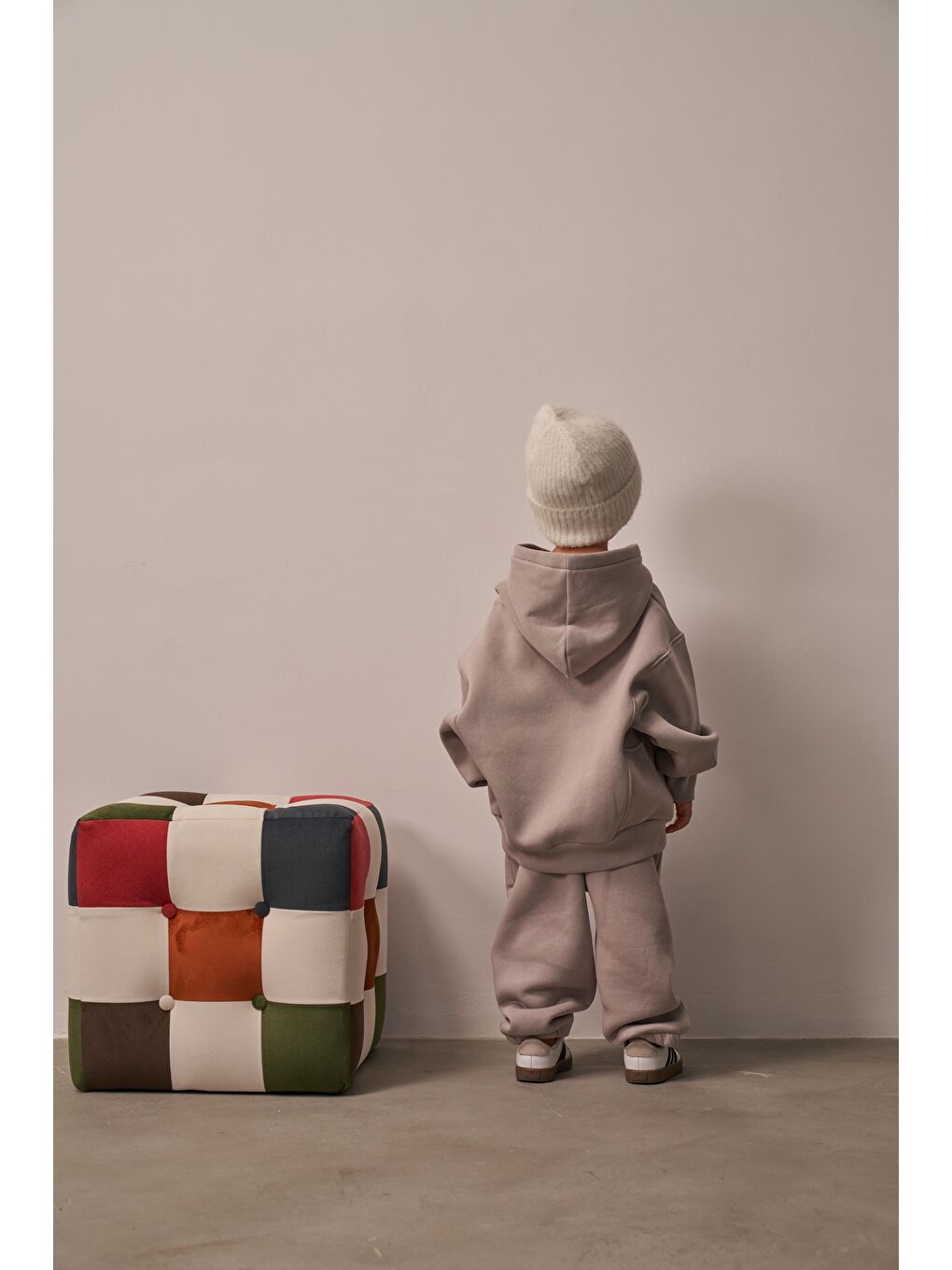 Gri Çocuk Kanguru Cepli Oversize Eşofman Takımı-5