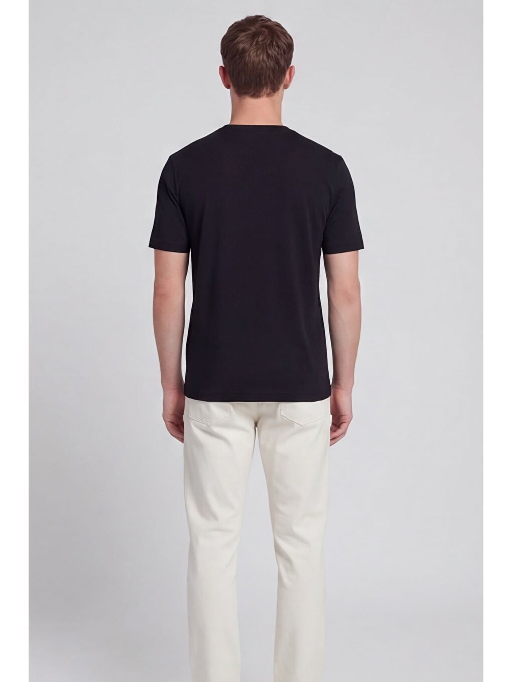 Giotelli Erkek Siyah Dar Kesim Slim Fit %100 Pamuk Bisiklet Yaka Tişört-3