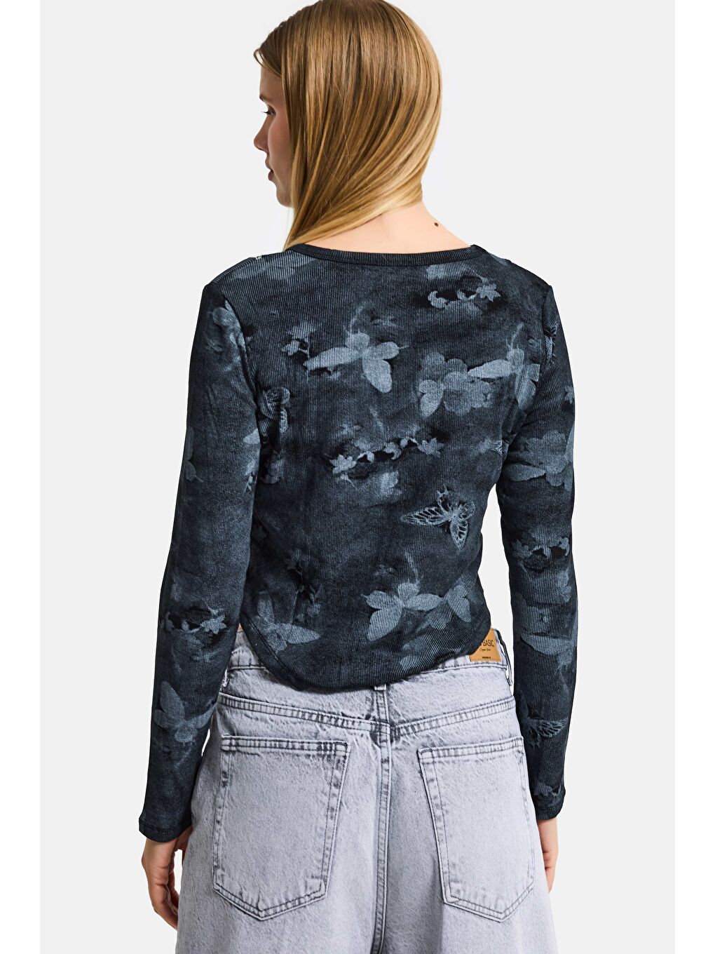 Kadın Siyah Antrasit w5 Baskılı Özel Elastan Kumaş Kolye Aksesuarlı Tasarım Body-5