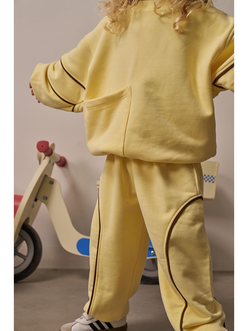 Sarı Asimetrik Cep Detaylı Oversize Çocuk Alt Üst Takım-8