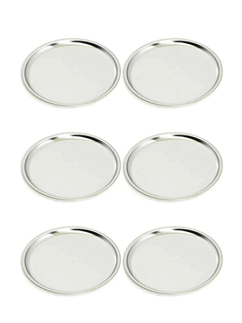 Gri Paslanmaz Çelik 6 Adet 21 cm Yuvarlak Servis Tabağı