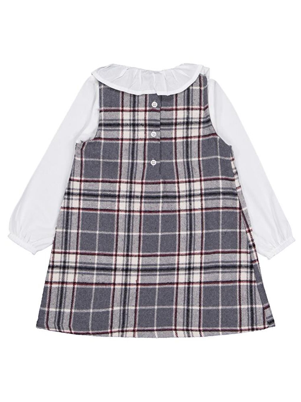 Girls Bebe Yaka 2-5 Yaş Elbise - Gri 3-4 Yaş-2