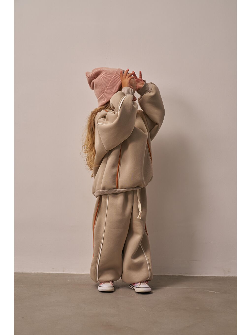 Gri Taş Biyeli Fermuarlı Eşofman Takım-5