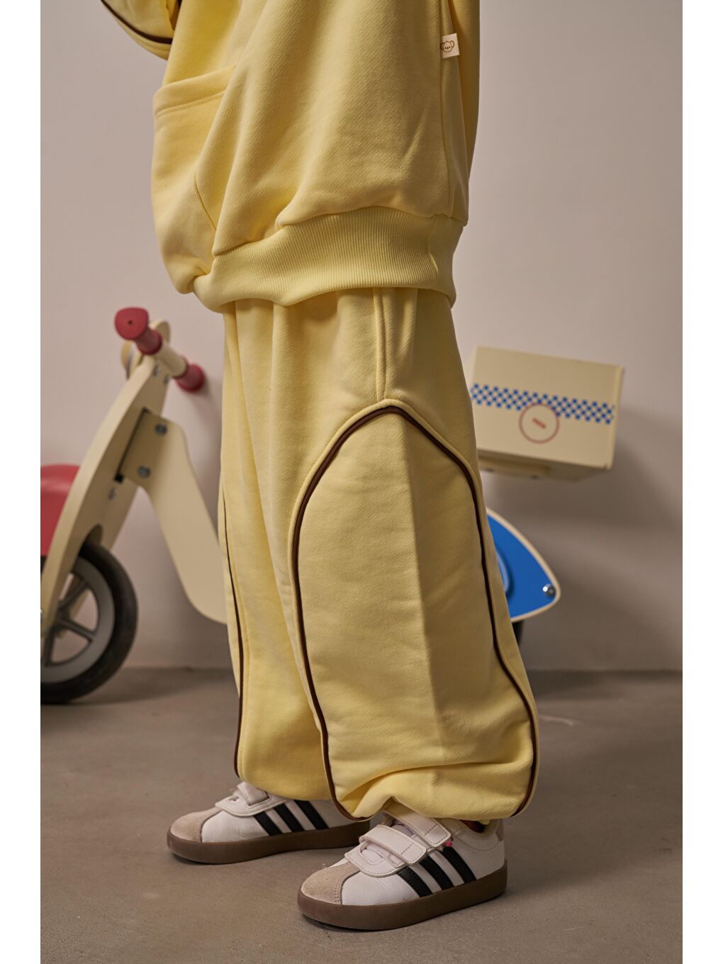 Sarı Asimetrik Cep Detaylı Oversize Çocuk Alt Üst Takım-9