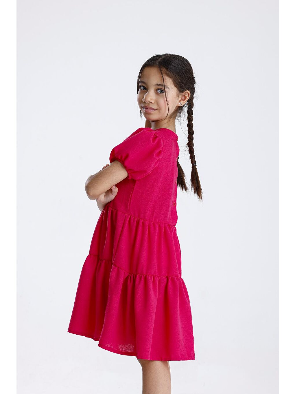 Fuşya Basic Düz Elbise