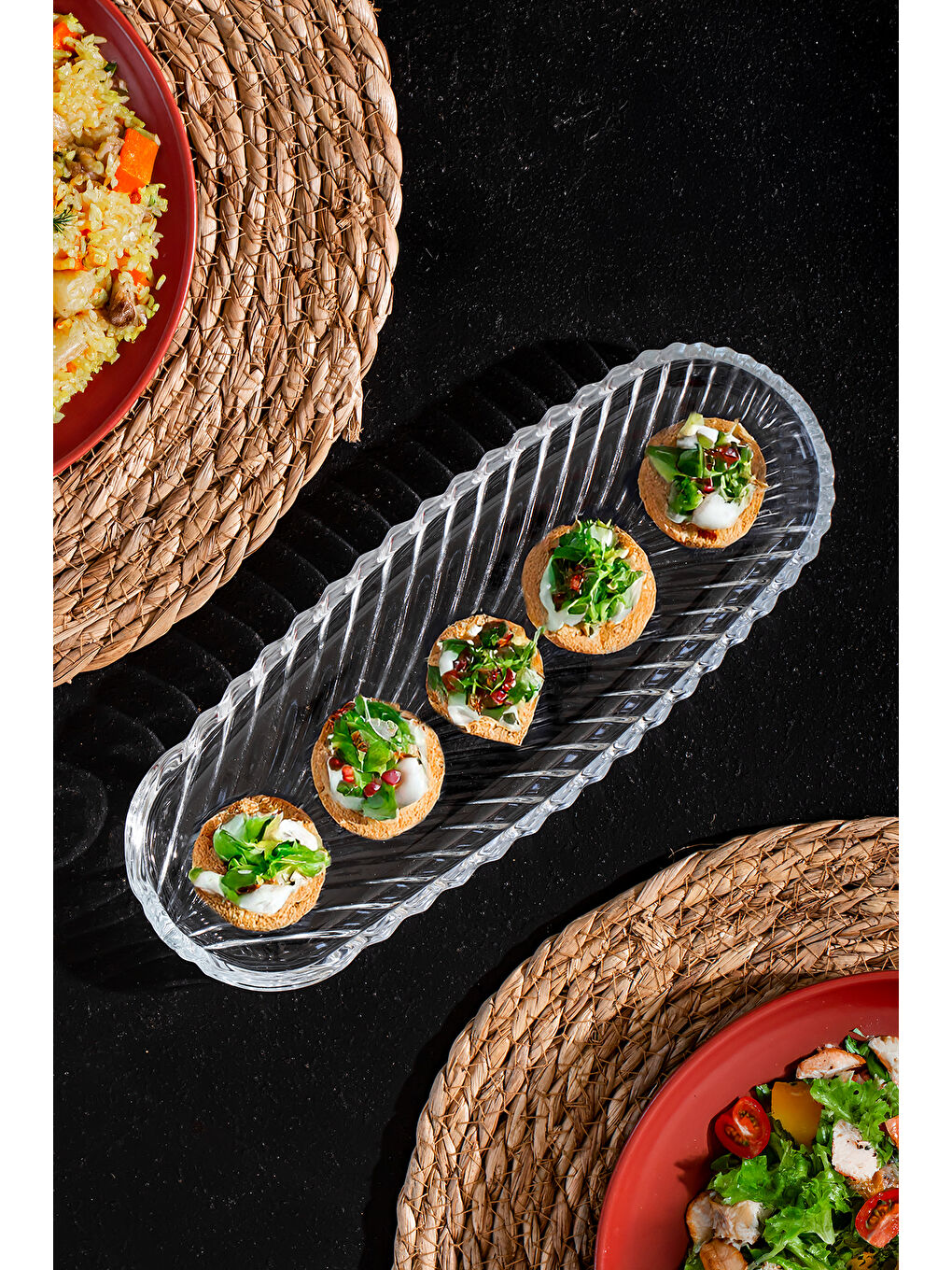 Renksiz 1258 Santa - Cam Sunum Tabağı 28 cm-1