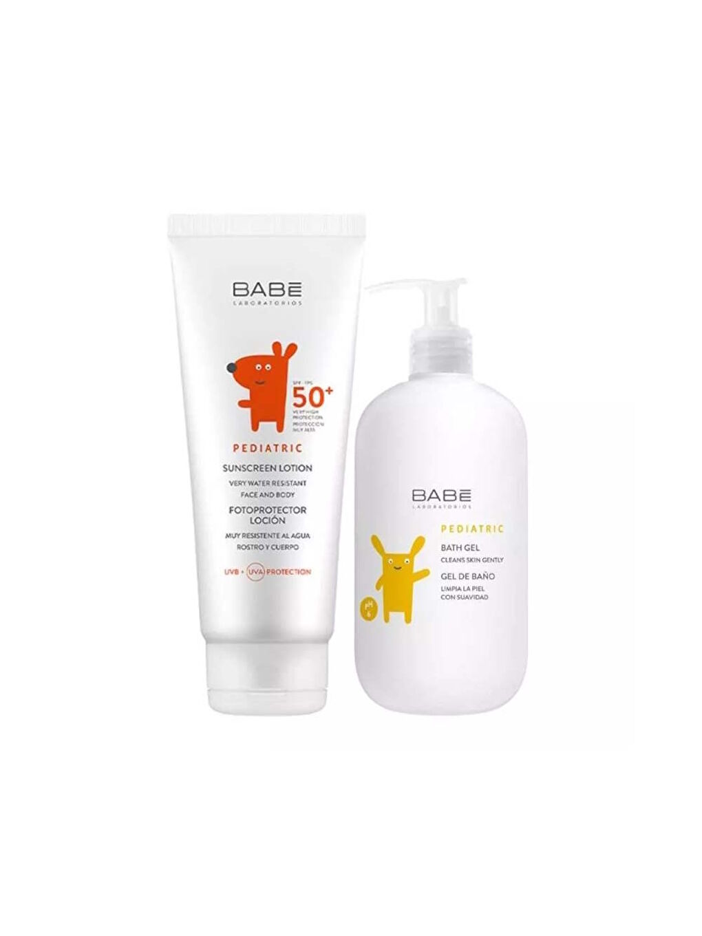 Babe Laboratorios Pediatric Bebek ve Çocuklar İçin Güneş Losyonu SPF50+ 100ml + Pediatric Duş Jeli 100ml Set