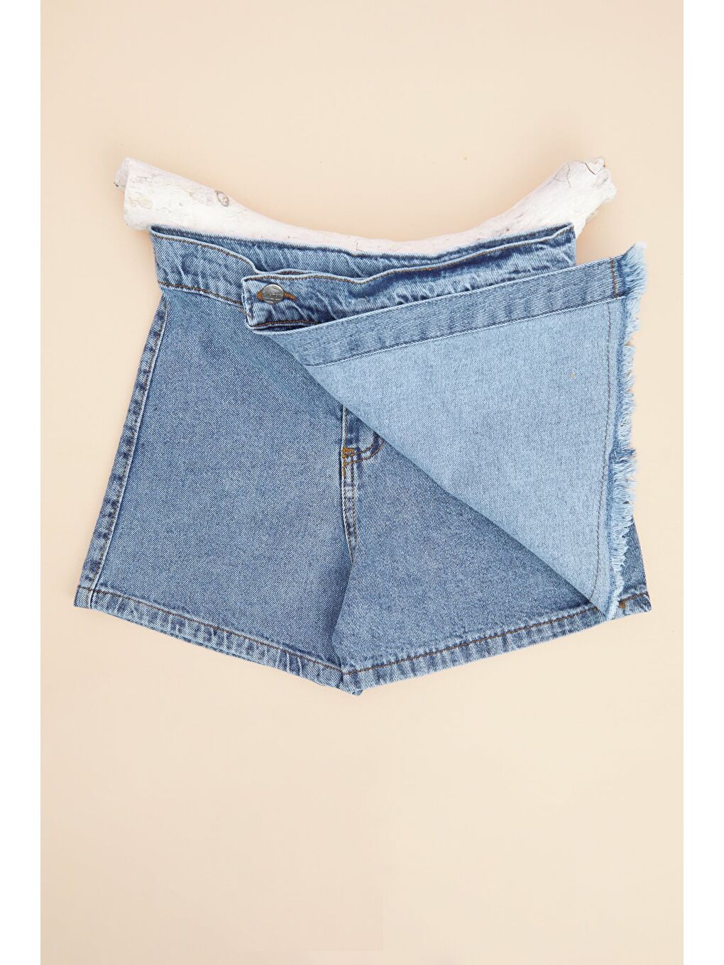 Mavi Beli Ayarlanabilir Püsküllü Kız Çocuk Şort Etek-2