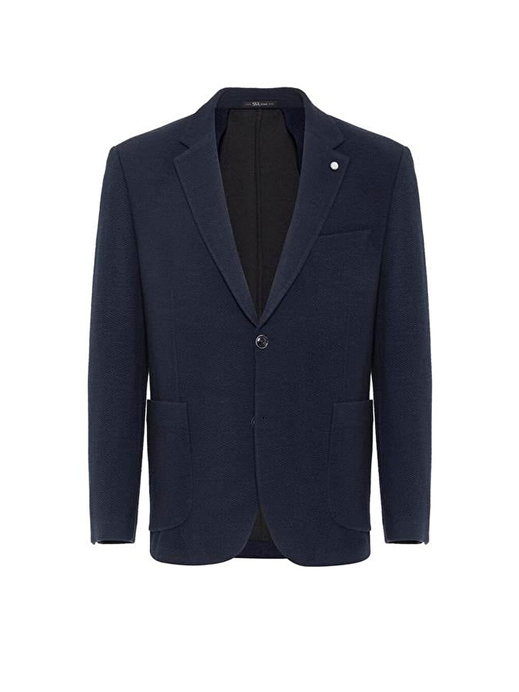 Lacivert Regular Desenli Mono Yaka 4 Drop Ceket