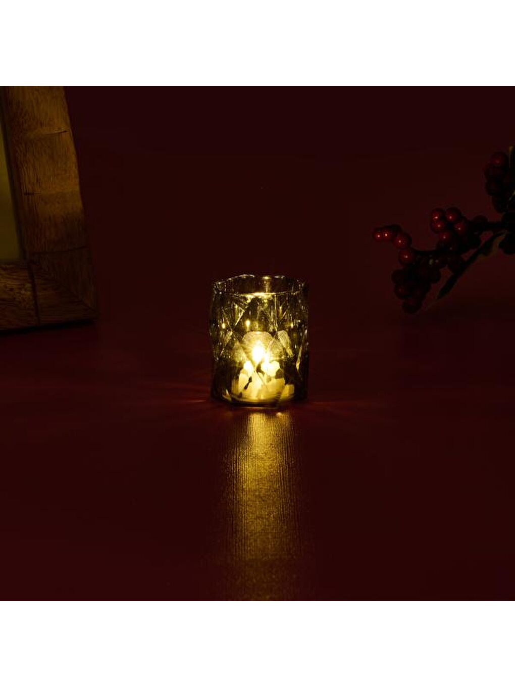 Mini Led Pilli Mum - Gri - 4,7x4,7x5,7 cm-3