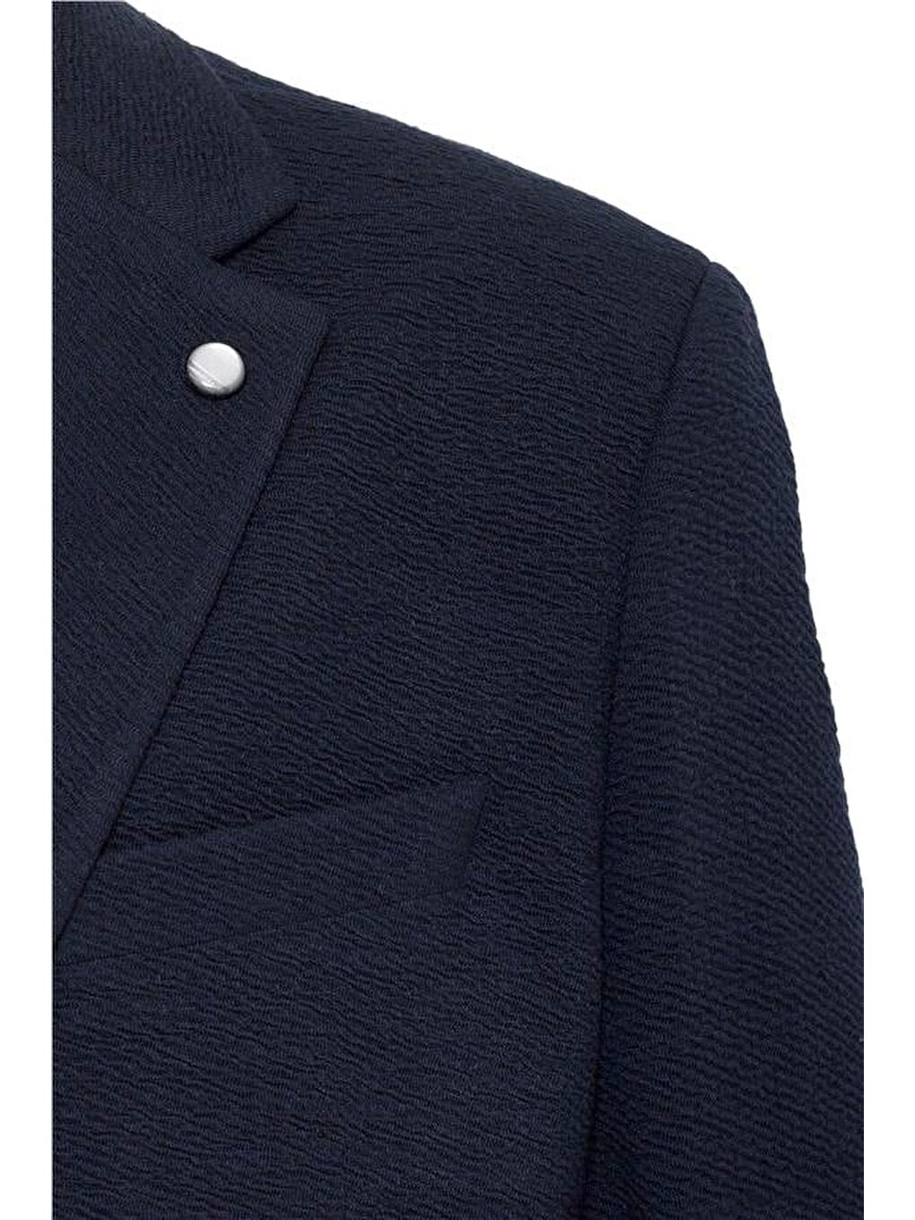 Lacivert Regular Desenli Mono Yaka 4 Drop Ceket-3