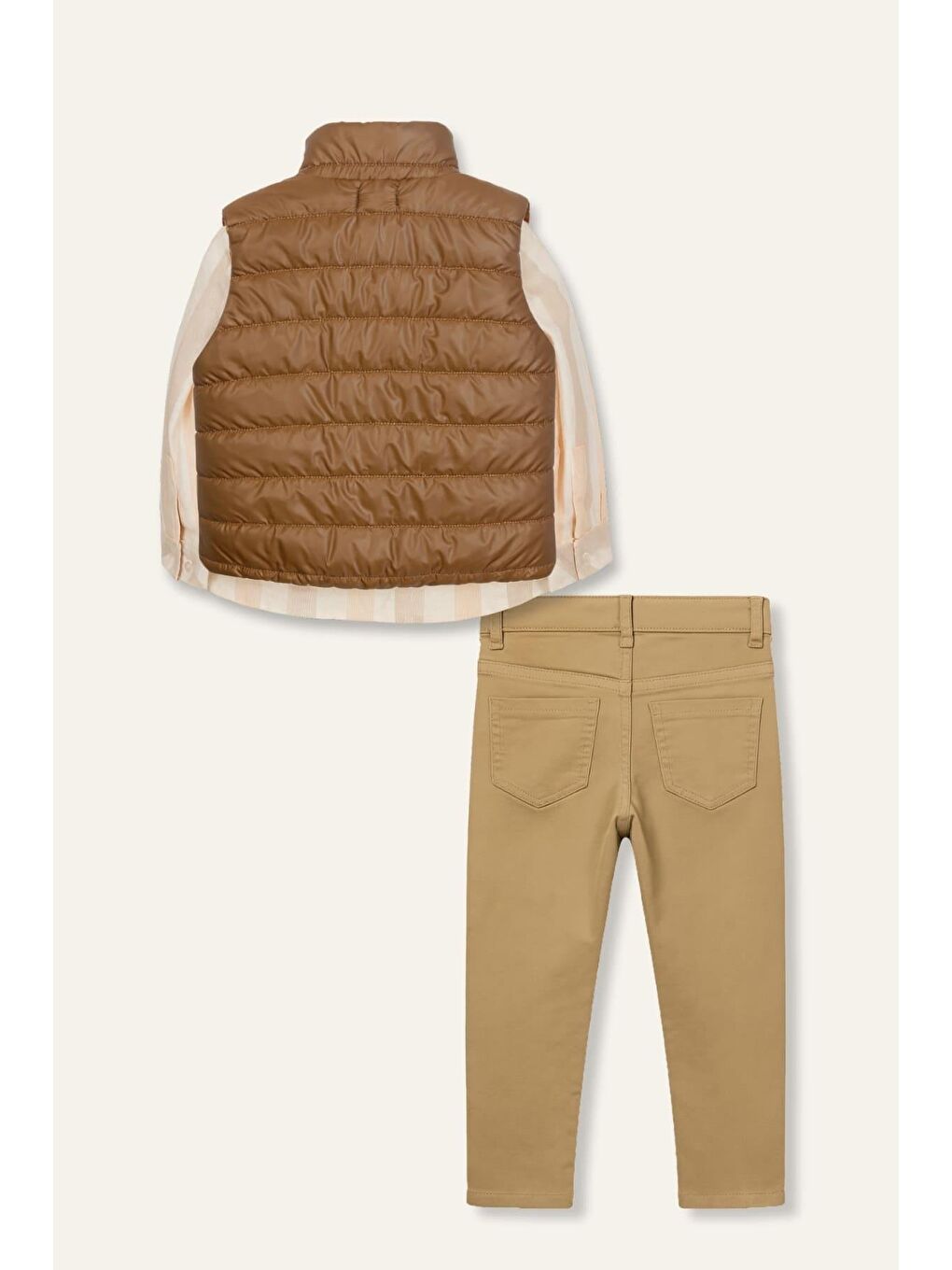 Erkek Çocuk Yelekli 3'Lü Takım  - Kahverengi-2
