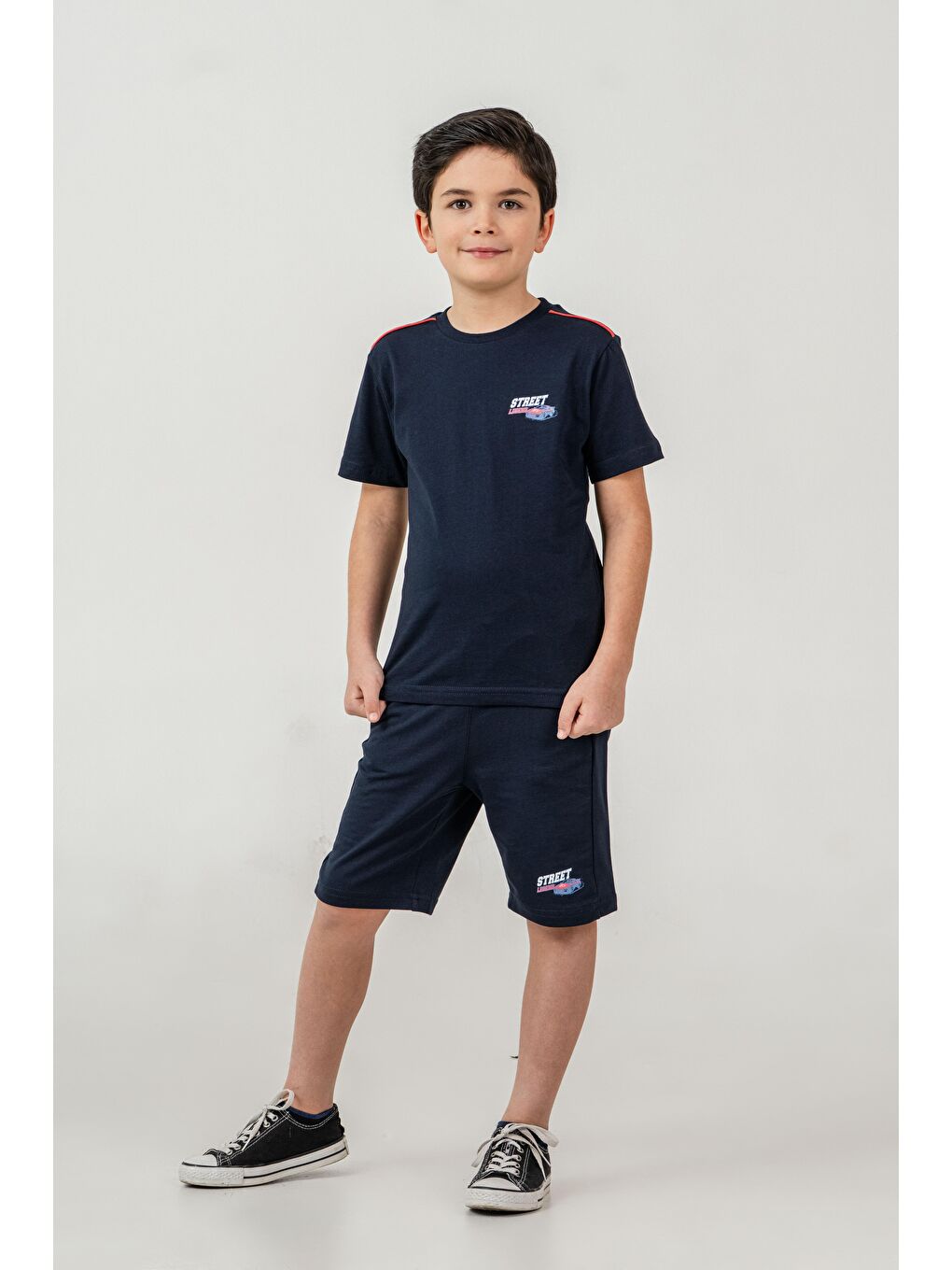 Lacivert Street Legend Baskılı Erkek Çocuk Şort - Tişört Takımı-2