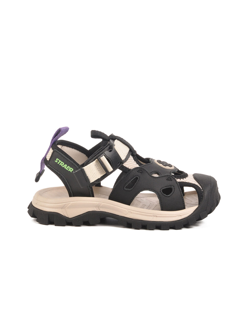Siyah Cırtlı Hafif Unisex Çocuk Spor Sandalet 25Y614 F