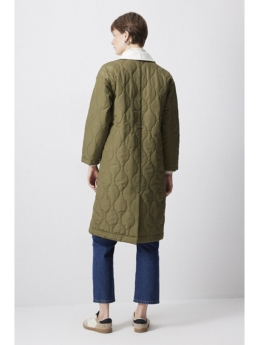 Haki Uzun Kapitone Ceket-2