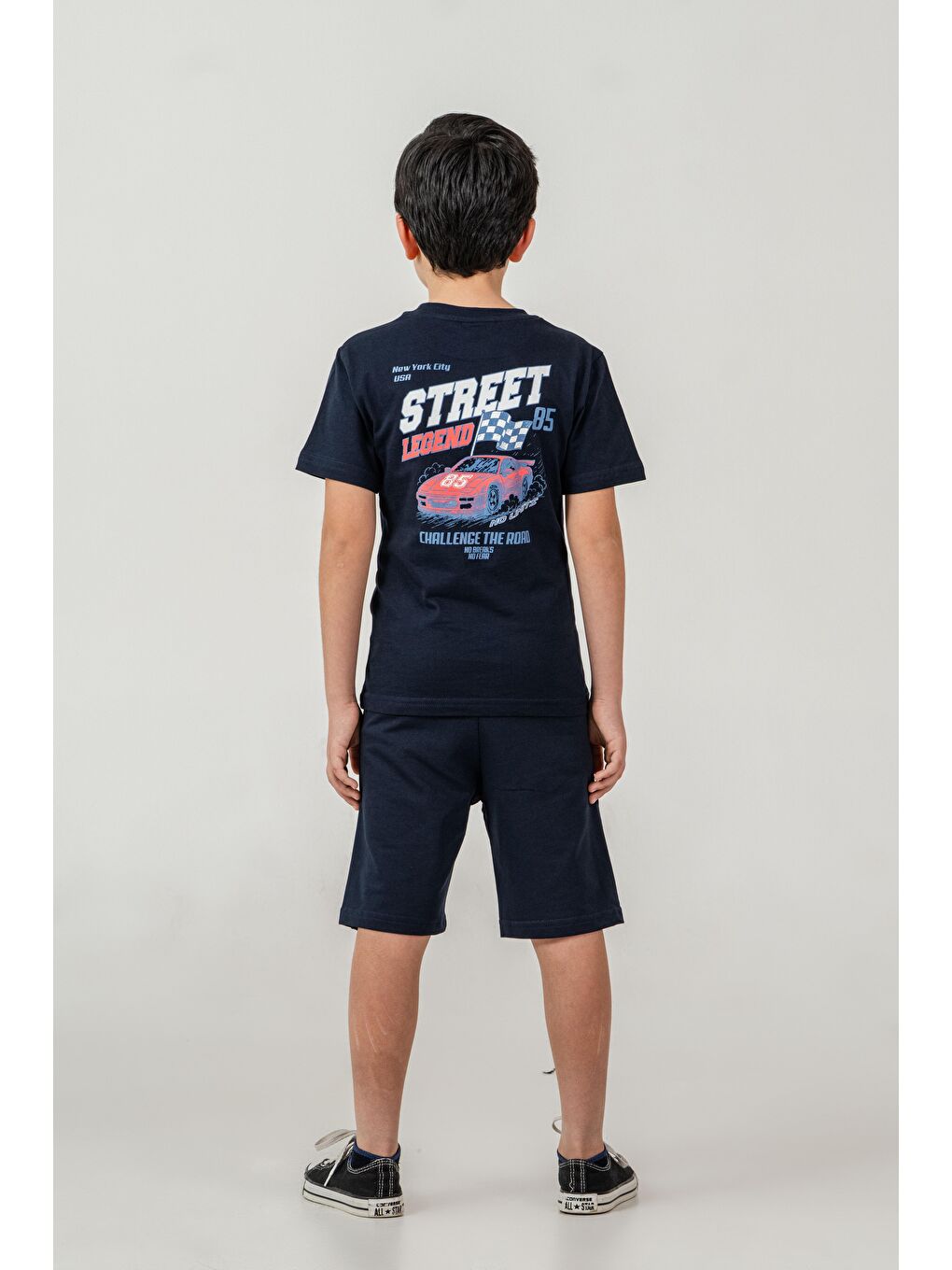 Lacivert Street Legend Baskılı Erkek Çocuk Şort - Tişört Takımı-4