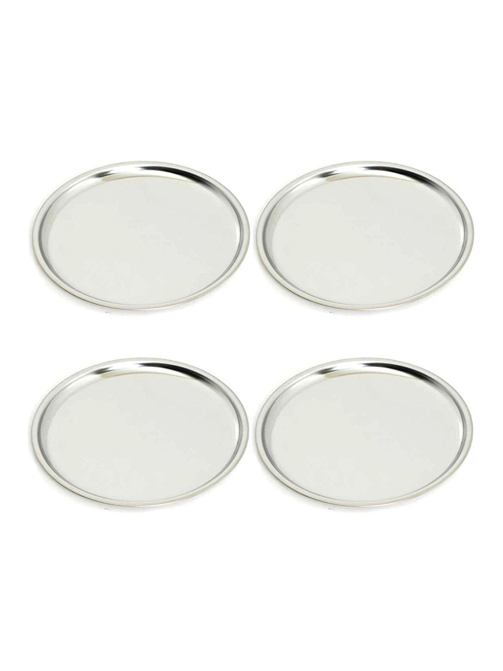 Gri Paslanmaz Çelik 4 Adet 23 cm Yuvarlak Servis Tabağı