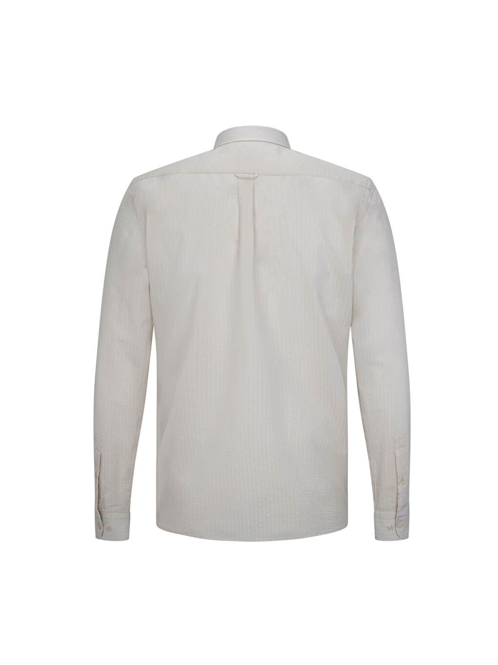 Ekru Comfort Fit 100% Pamuk Slim Yaka Uzun Kollu Spor Gömlek-1