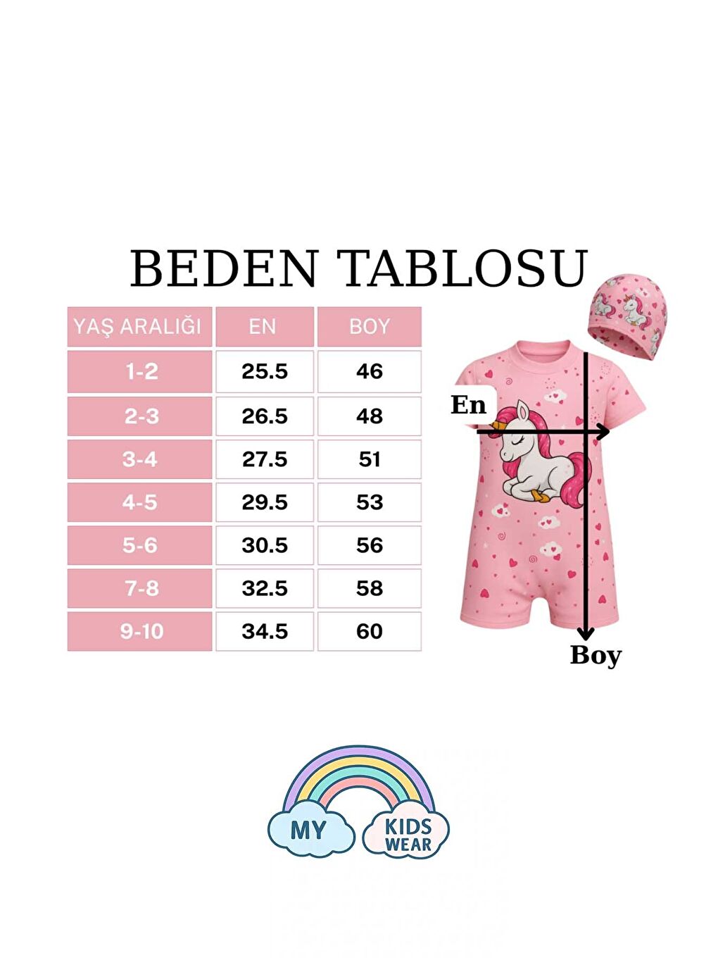 Pembe Çocuk Desenli Mayo Takımı - UV Korumalı Bone ve Güneş Gözlüğü Hediyeli 2'li Set 12699-1