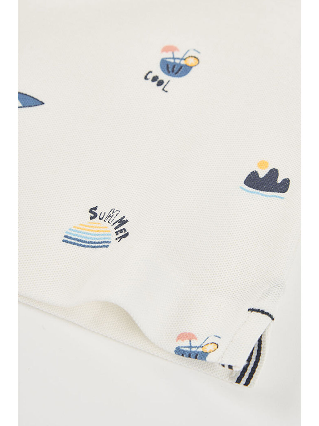 Surf Desenli Polo Yaka Tshirt 2-6 Yaş Beyaz-3