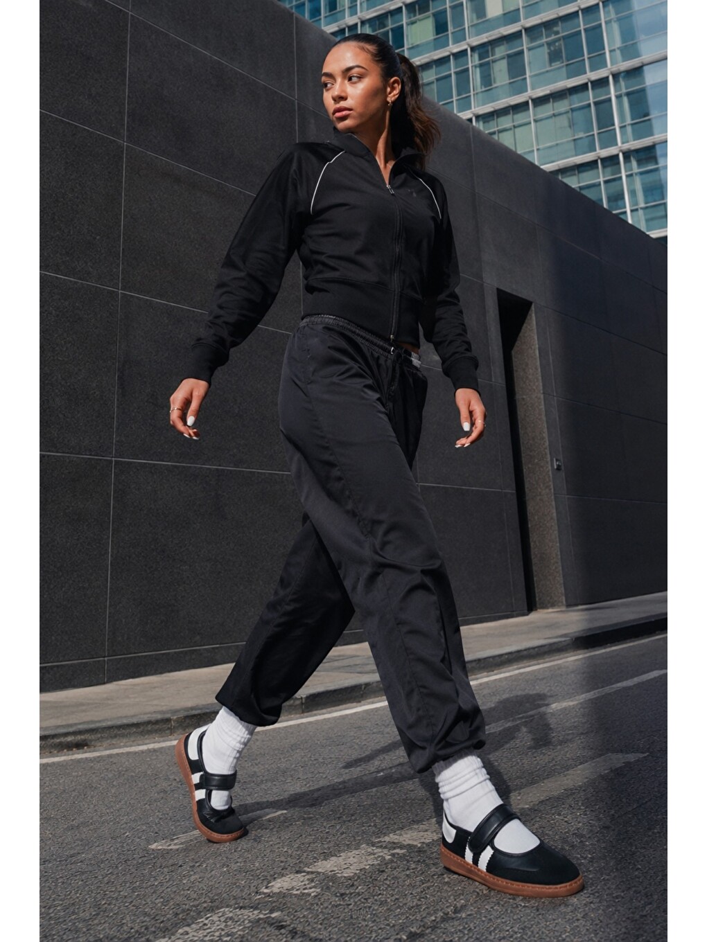 Siyah Speed Kadın Cırtlı Rahat Taban Günlük Sneaker Babet Ayakkabı-3