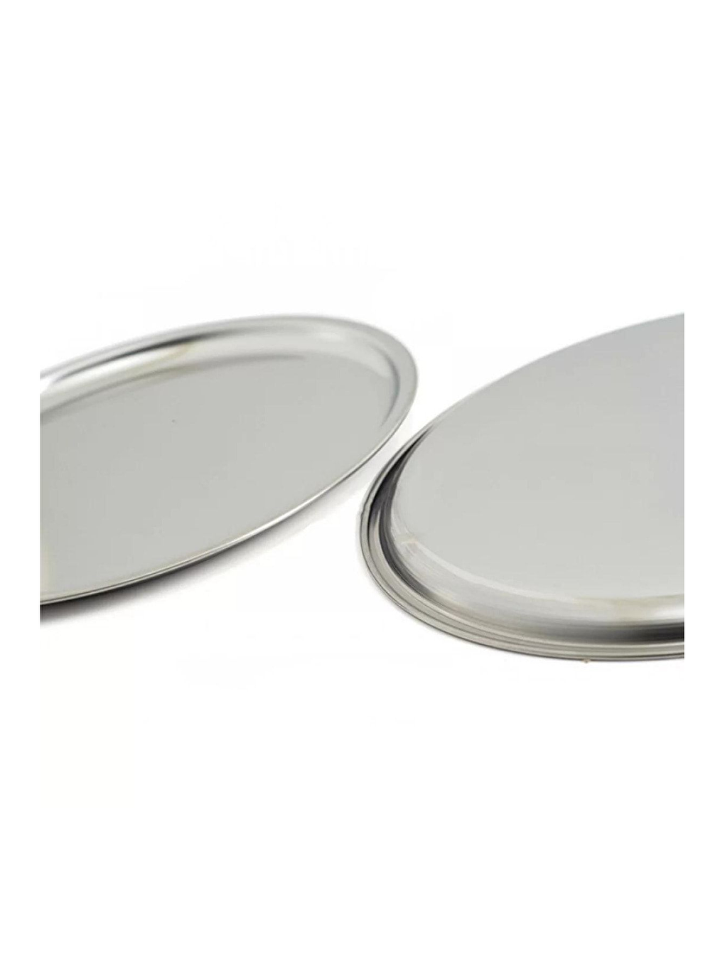 Gri Paslanmaz Çelik 4 Adet 23 cm Yuvarlak Servis Tabağı-1