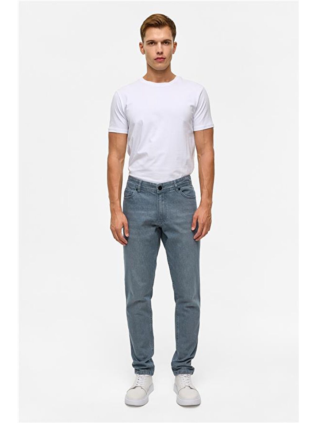Gri Slim Denim Pantolon