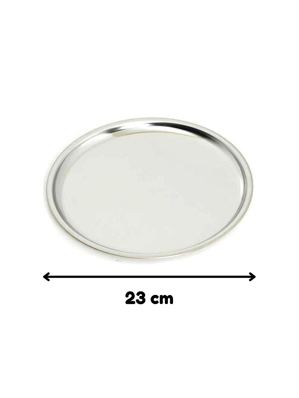 Gri Paslanmaz Çelik 4 Adet 23 cm Yuvarlak Servis Tabağı-2