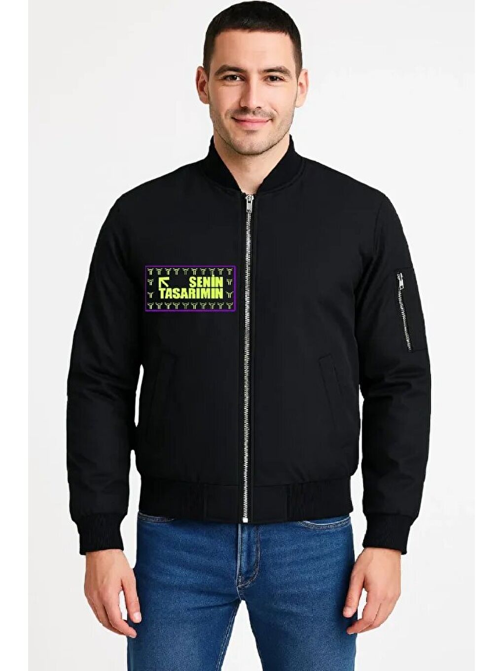 Ön Arka Bomber Ceket - Siyah-1