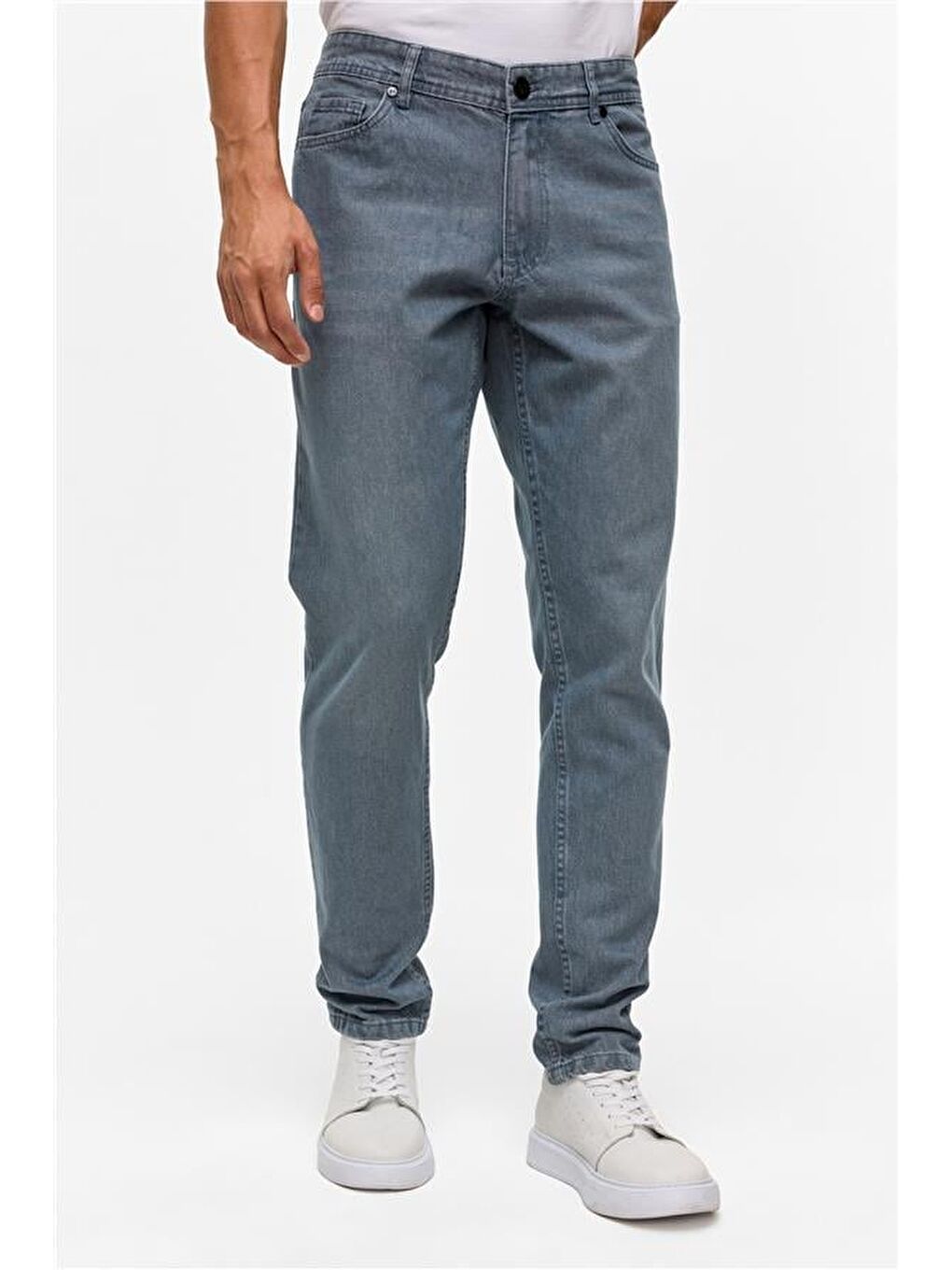 Gri Slim Denim Pantolon-1