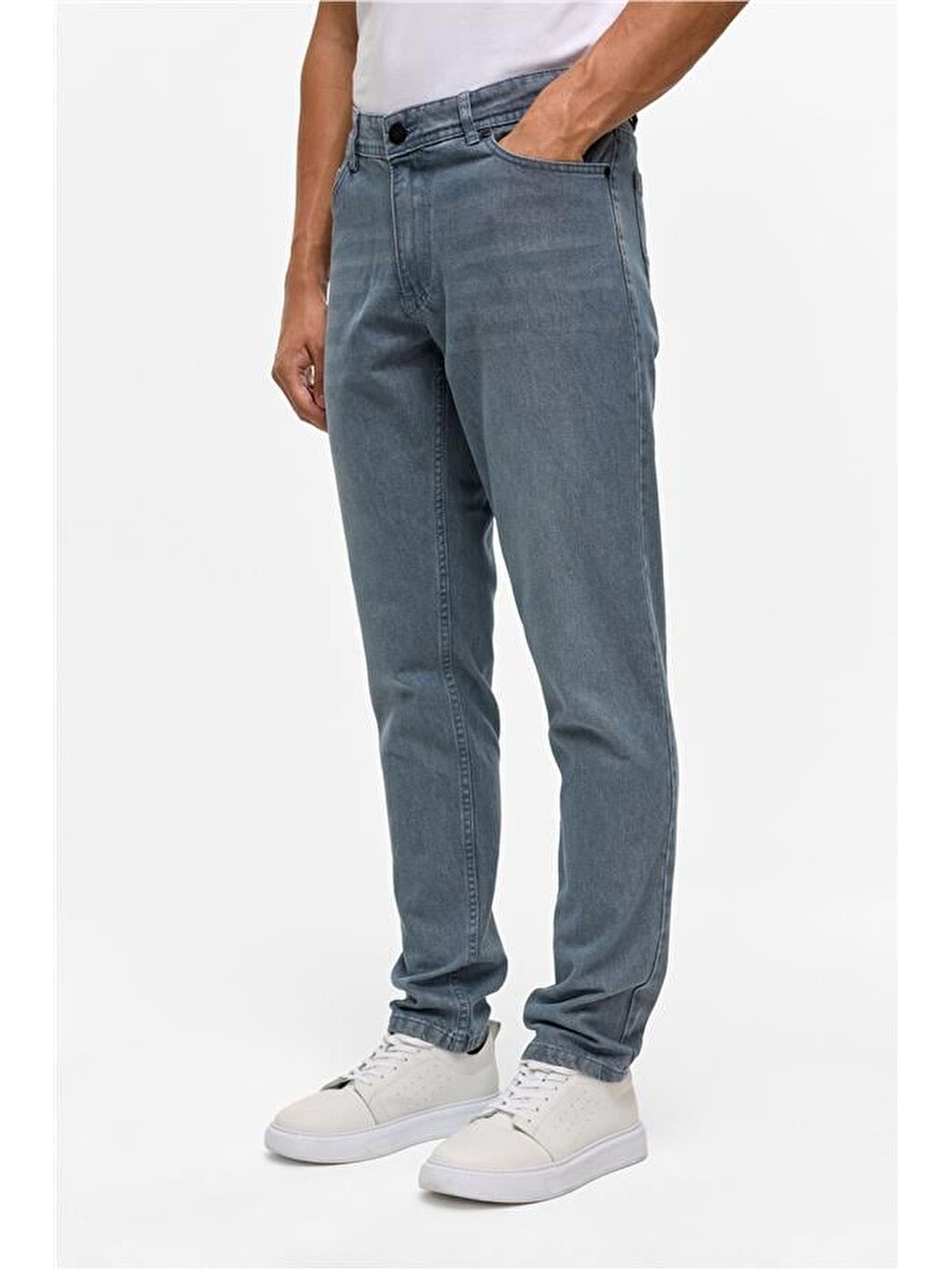 Gri Slim Denim Pantolon-2