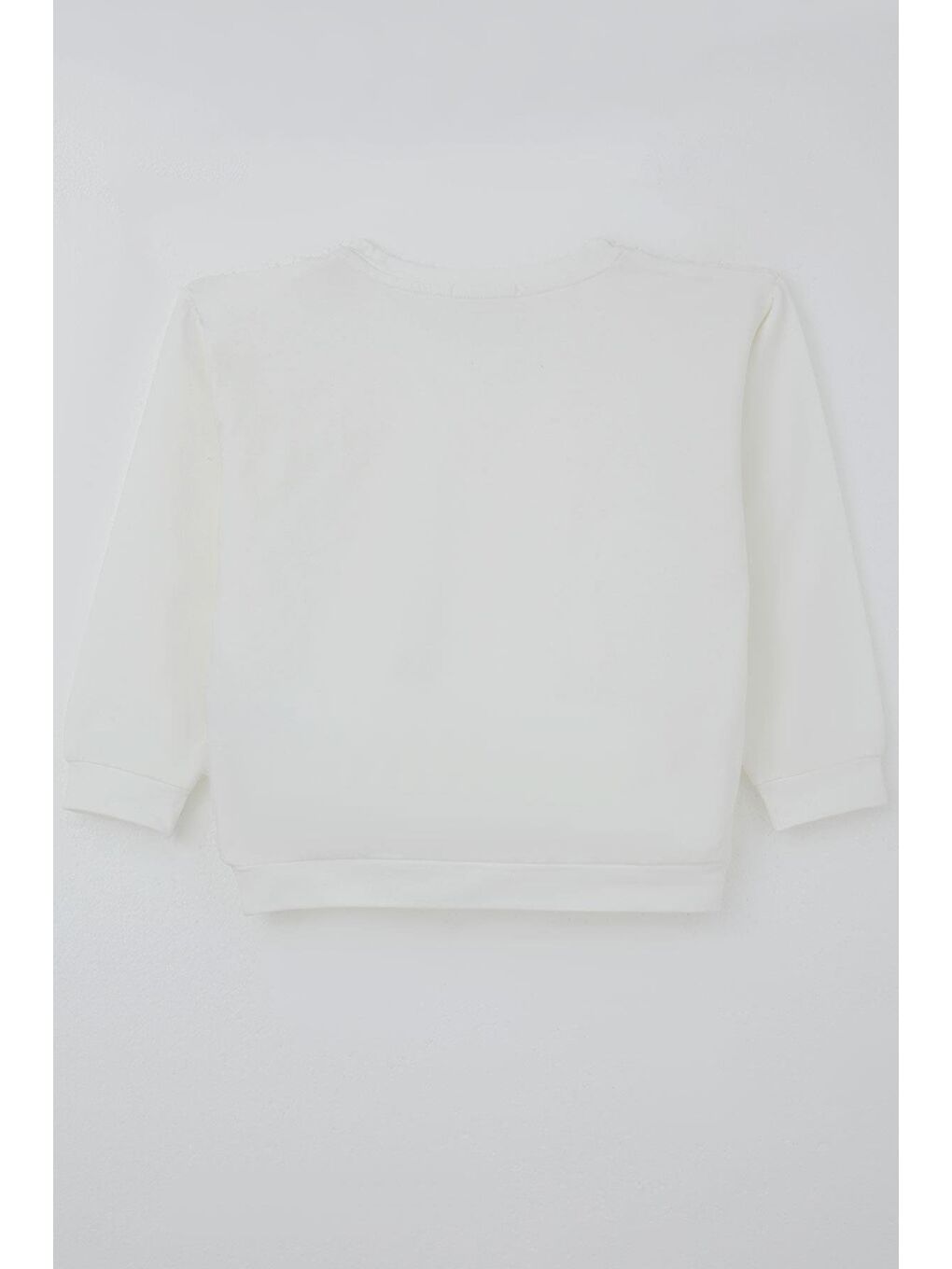 Kız Çocuk Sweatshirt Organze Kabartmalı Gül Detaylı Ekru (6-12 Yaş)-3